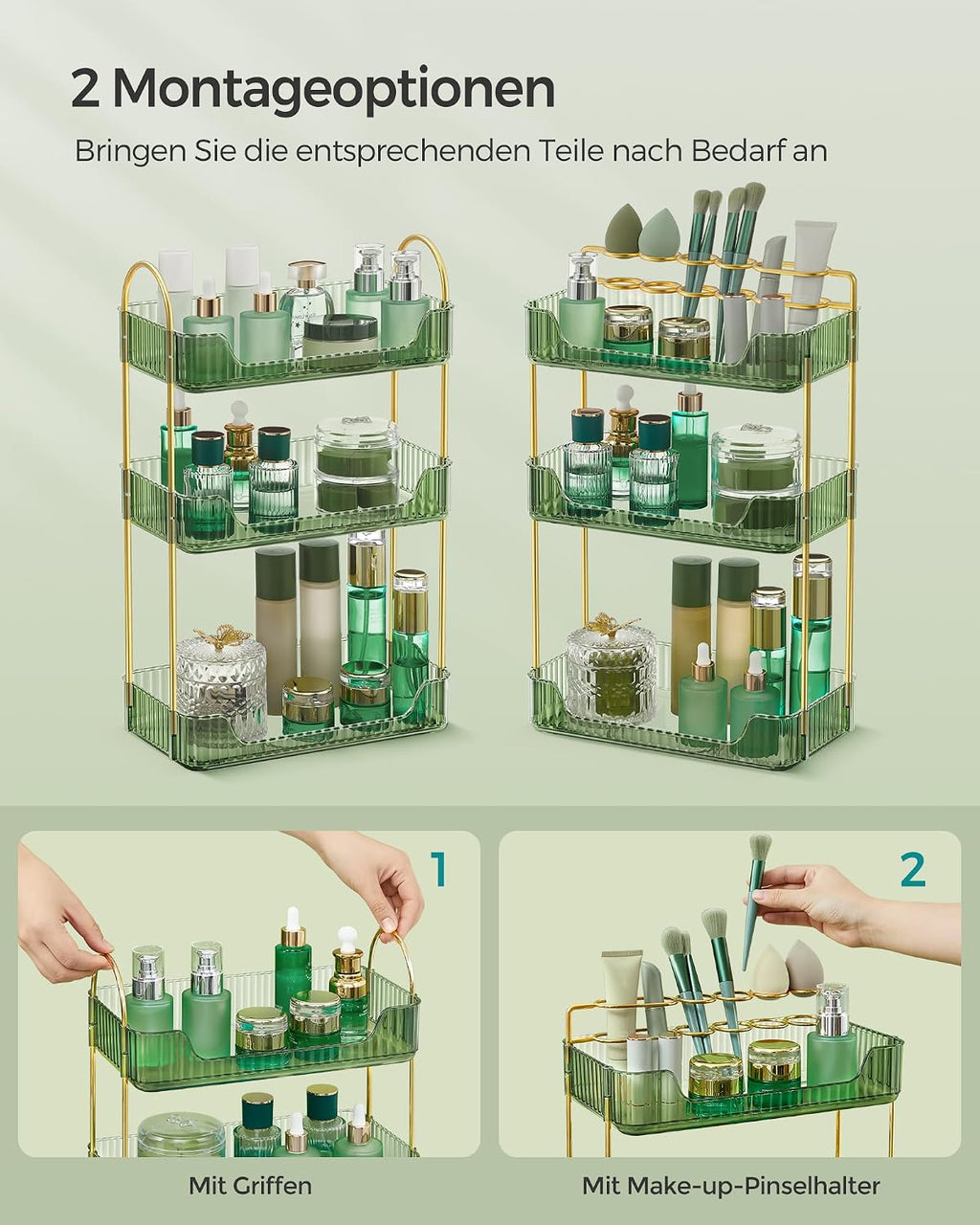 SONGMICS Make-up Organizer Kosmetik Aufbewahrung 3 Ebenen 2 Zubehoertypen