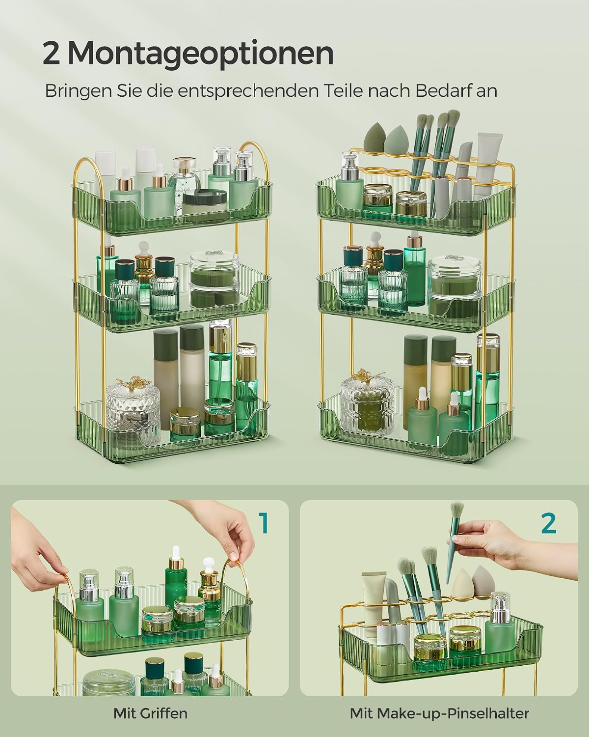 SONGMICS Make-up Organizer Kosmetik Aufbewahrung 3 Ebenen 2 Zubehoertypen