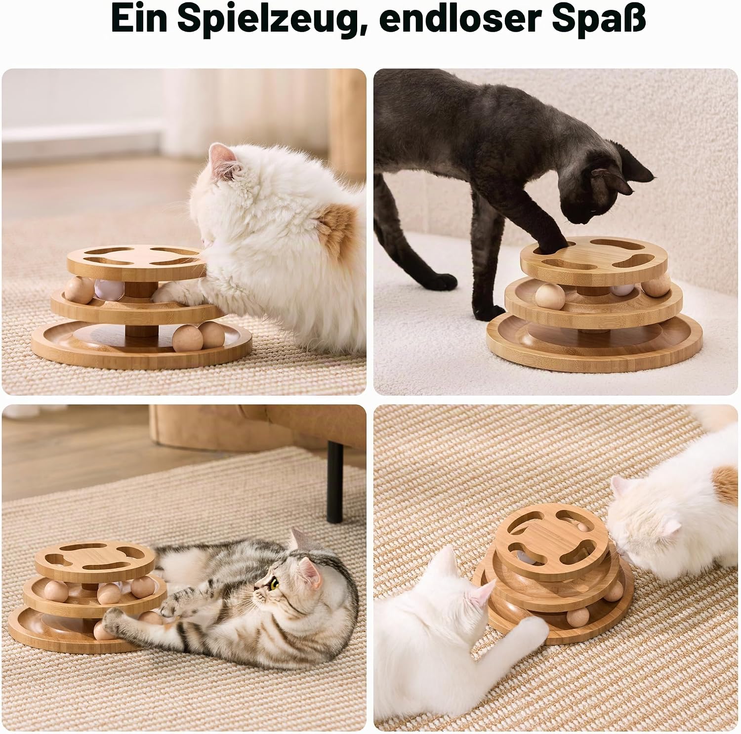 Holz Katzenspielzeug Puzzle mit Kugelbahn interaktives Intelligenzspiel