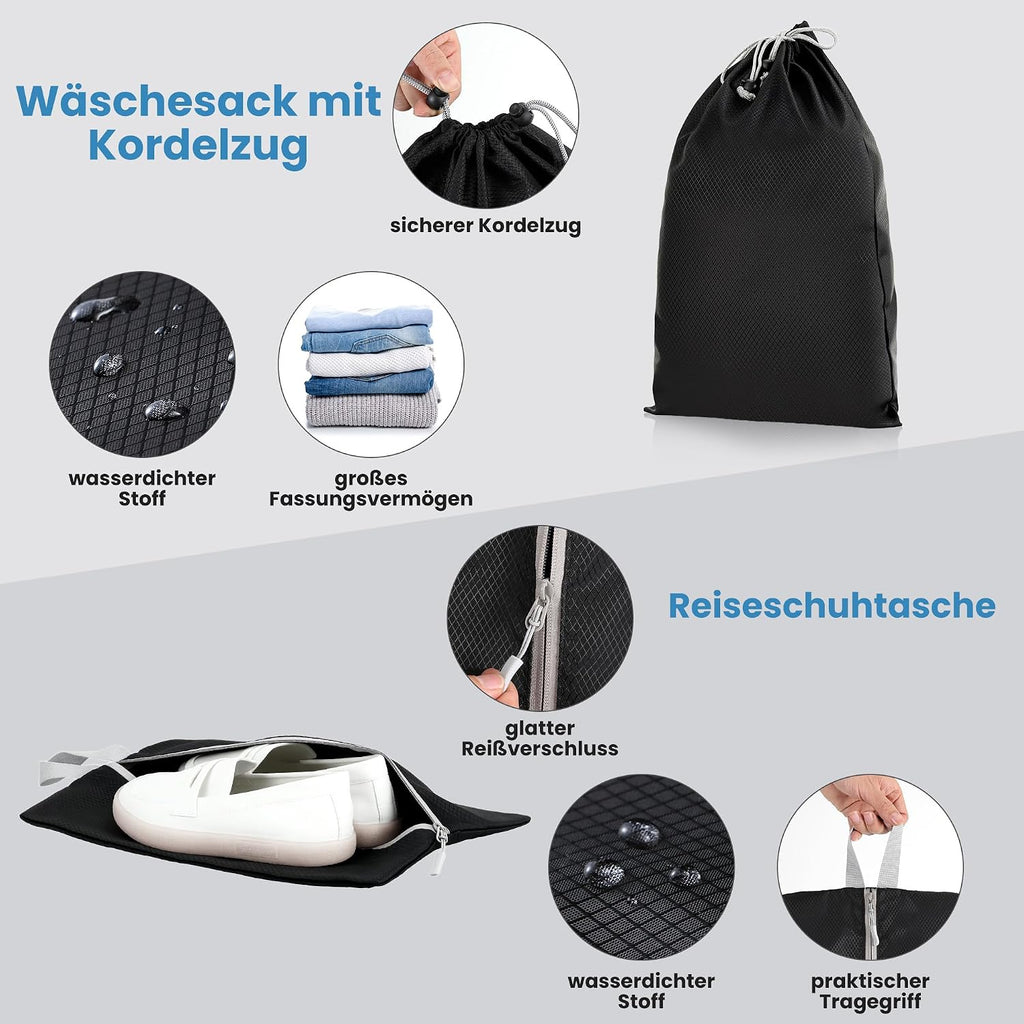 7er Kompressions Packing Cubes Reise Koffer Organizer Set - Packwuerfel