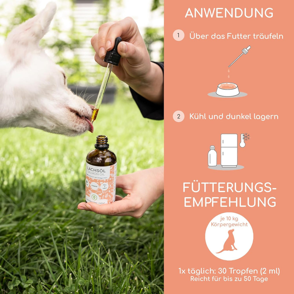 Lachsöl für Hunde Omega-3 Omega-6 Norwegisches Ergänzungsöl