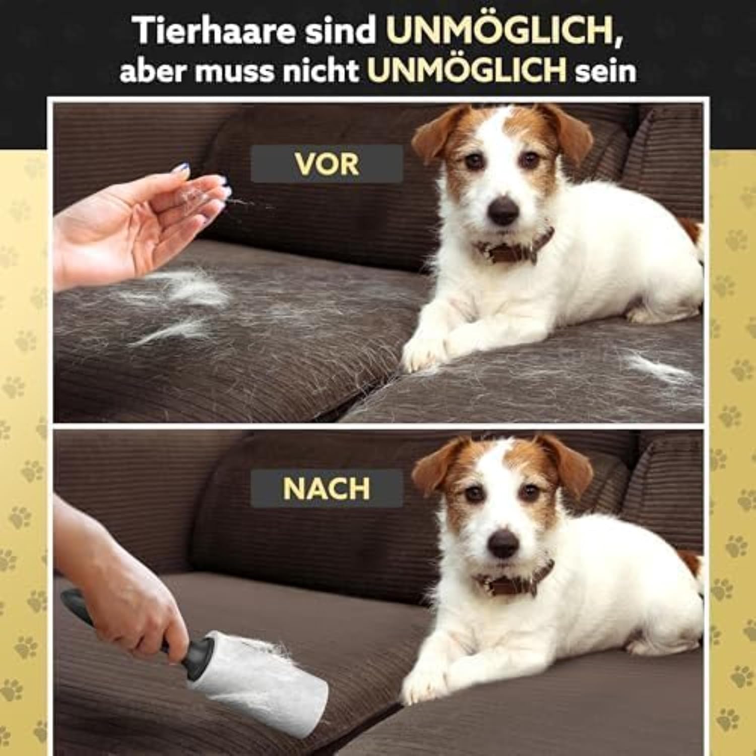 Tydi Fusselrolle extra stark mit 500 Blatt und 2 Griffen fuer Kleidung und Tierhaare