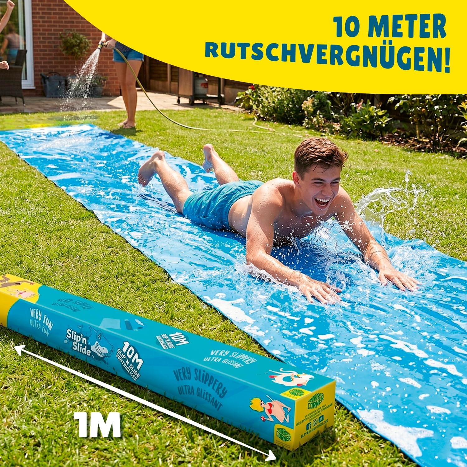 Slip'n Slide 10 m Wasserrutschmatte XXL fuer Garten Wasserspiel Freiluft
