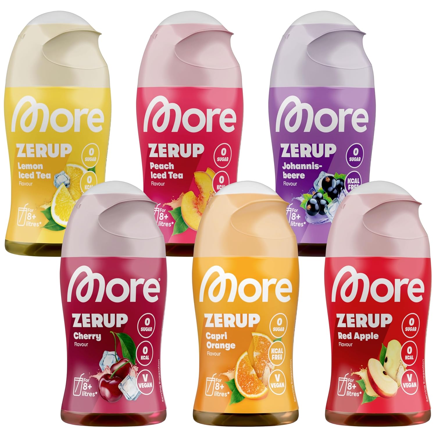 MORE Zerup 6er Bundle 6x65ml zuckerfreier Sirup verschiedene Sorten vegane