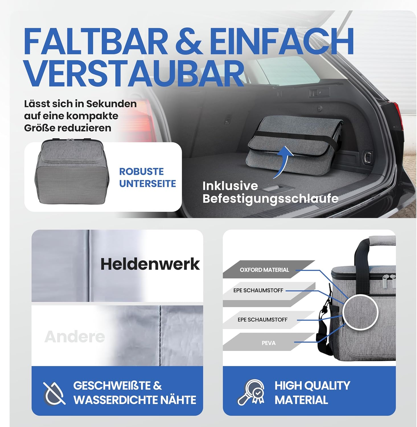 HELDENWERK faltbare Kuehltasche wasserdicht auslaufsicher 12 Std.