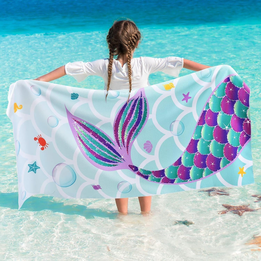 WERNNSAI Kinder Strandtuch 76x150 cm Mikrofaser sandfrei, saugfaehig