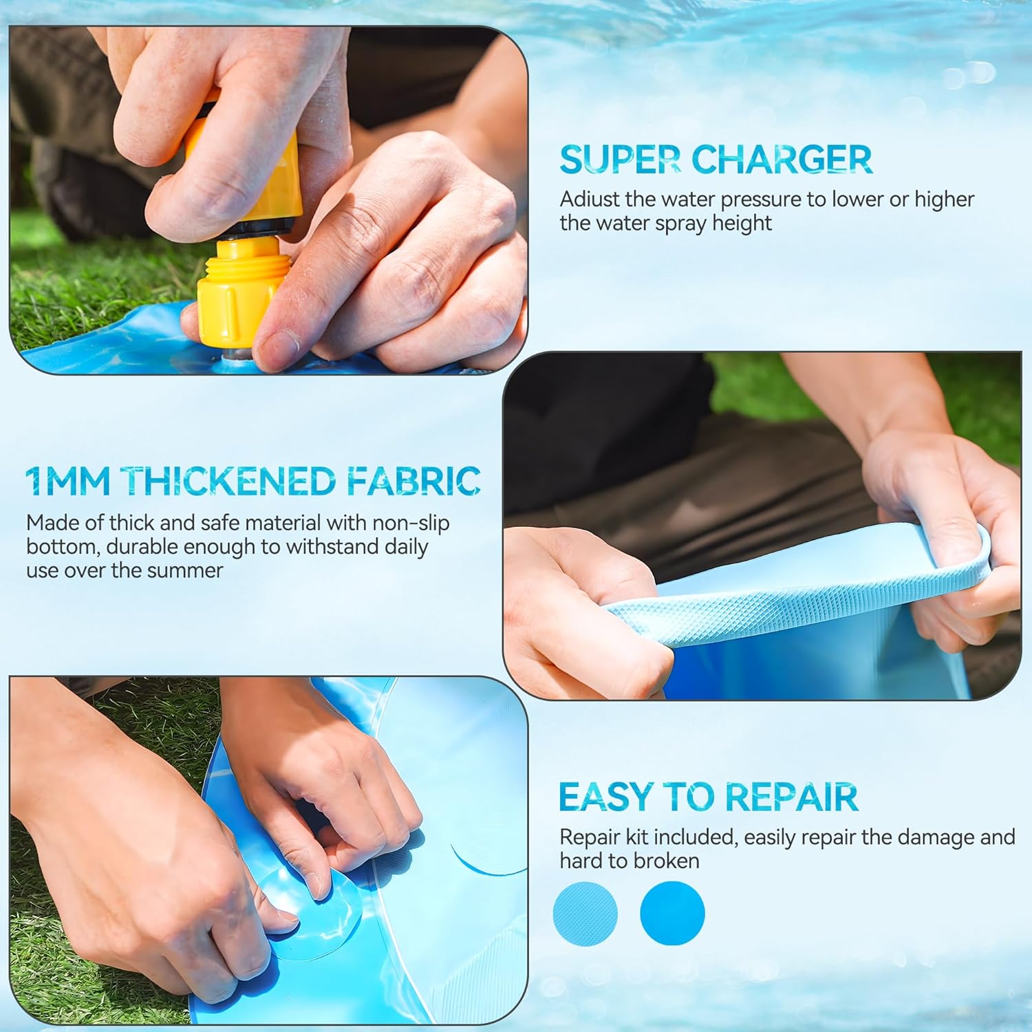 All for Paws Hundespielmatte mit Sprinkler 130cm-150cm Kuehlende Wassermatte