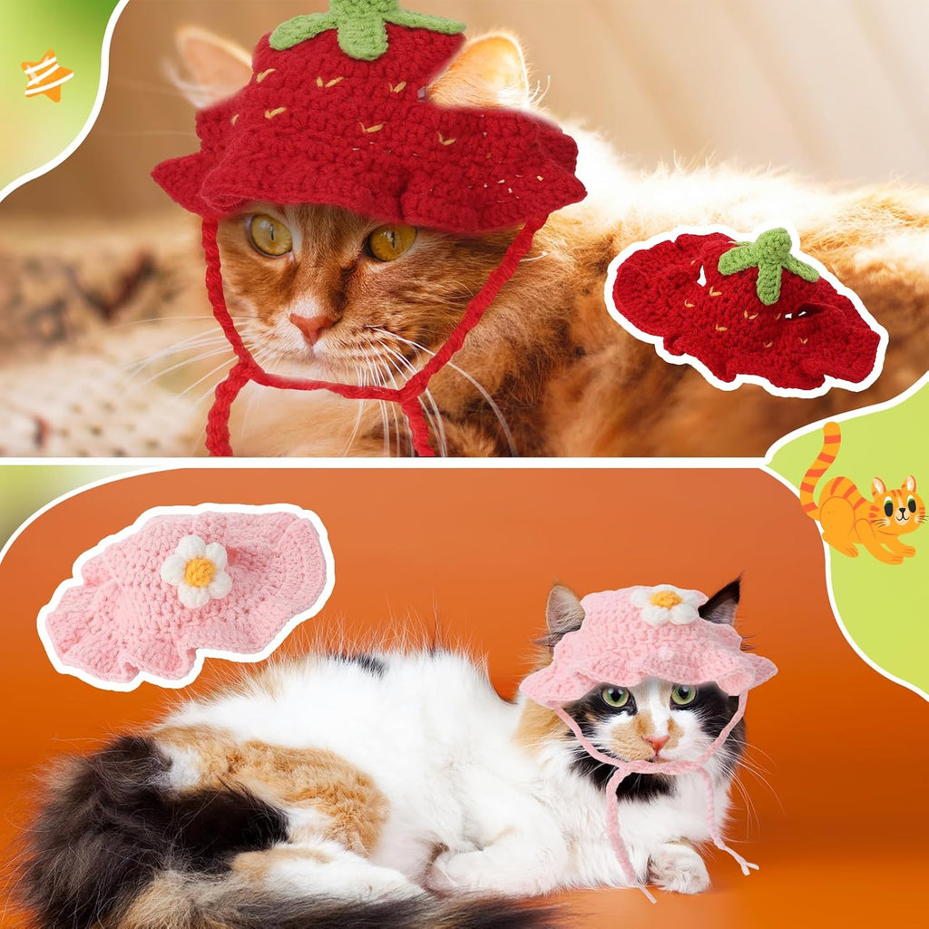 5er Set verstellbare Haustiermuetzen fuer kleine Hunde und Katzen, Designmix