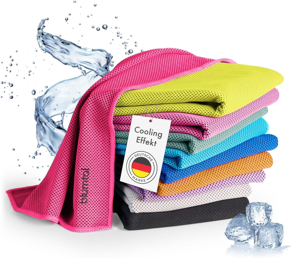 Blumtal Kuehlhandtuch 100x30 cm Mikrofaser Sporthandtuch mit Tasche Grau
