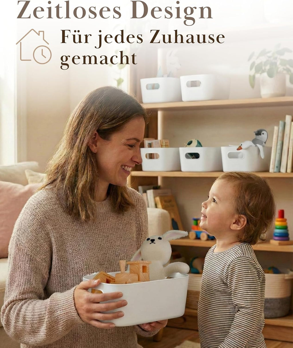 10er Aufbewahrungsbox Set Kunststoff Organizer Koerbe Weiss stapelbar