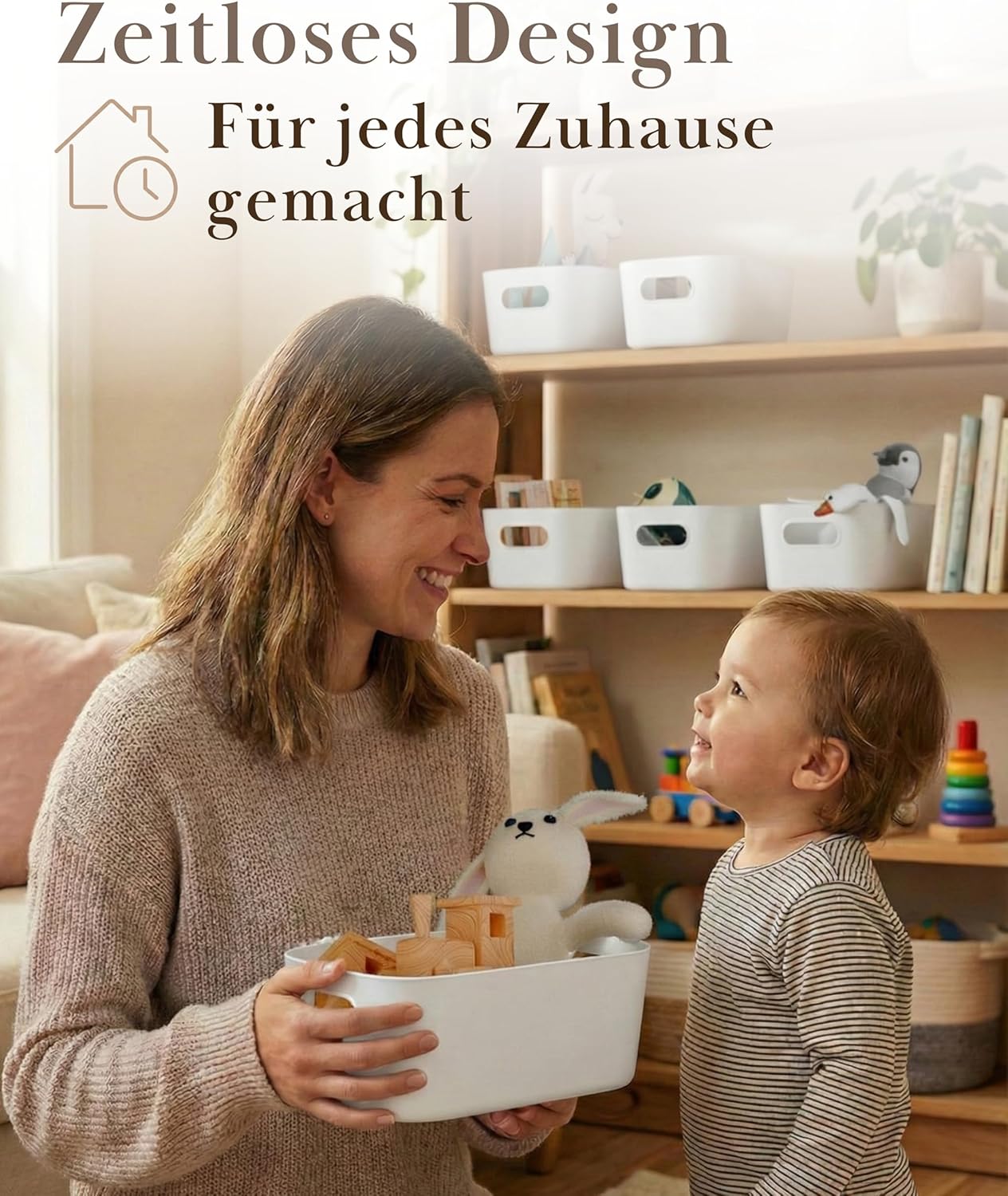 10er Aufbewahrungsbox Set Kunststoff Organizer Koerbe Weiss stapelbar
