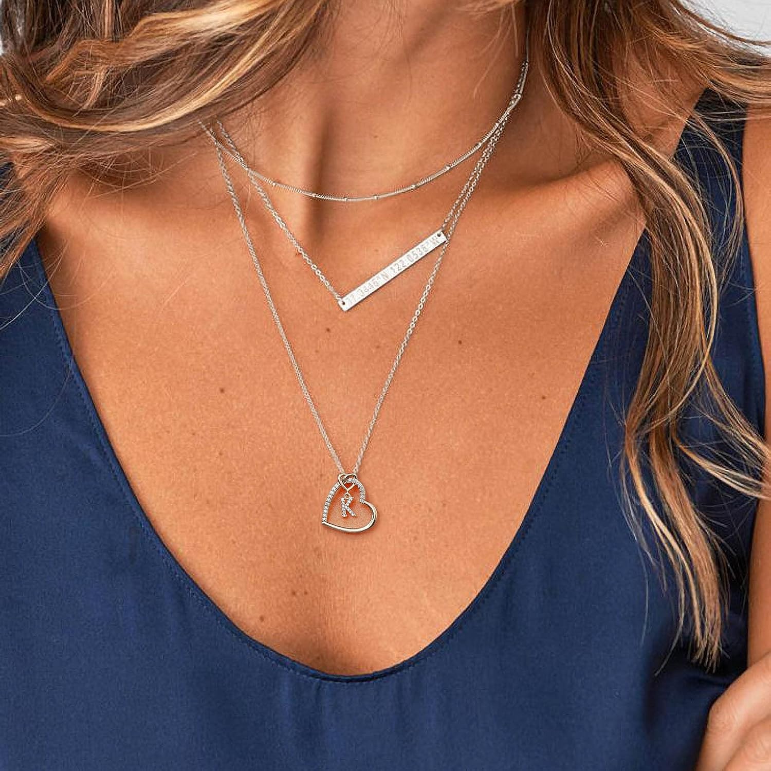 Kette Damen Herz mit Buchstaben A-Z verschiedene Farben personalisiert Muttertag