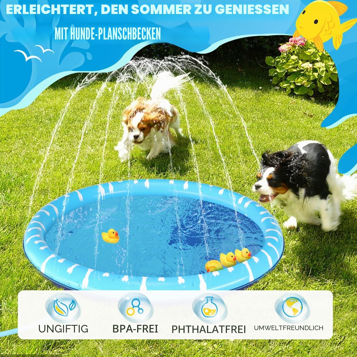 Nobleza Hundepool 100 cm faltbar Schwimmbecken 0,55 mm rutschfest