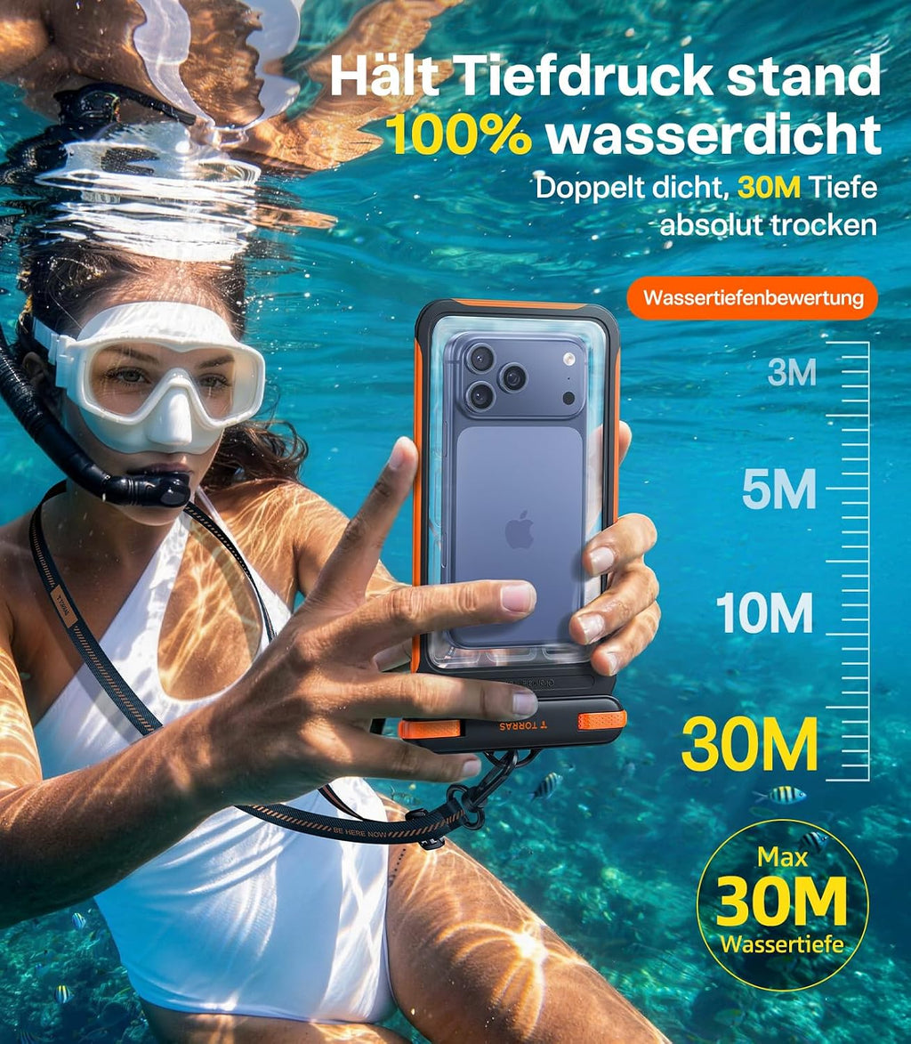 TORRAS Wasserdichte Handyhuelle IPX8 7,9" schwimmend Touch bedienbar Schwarz