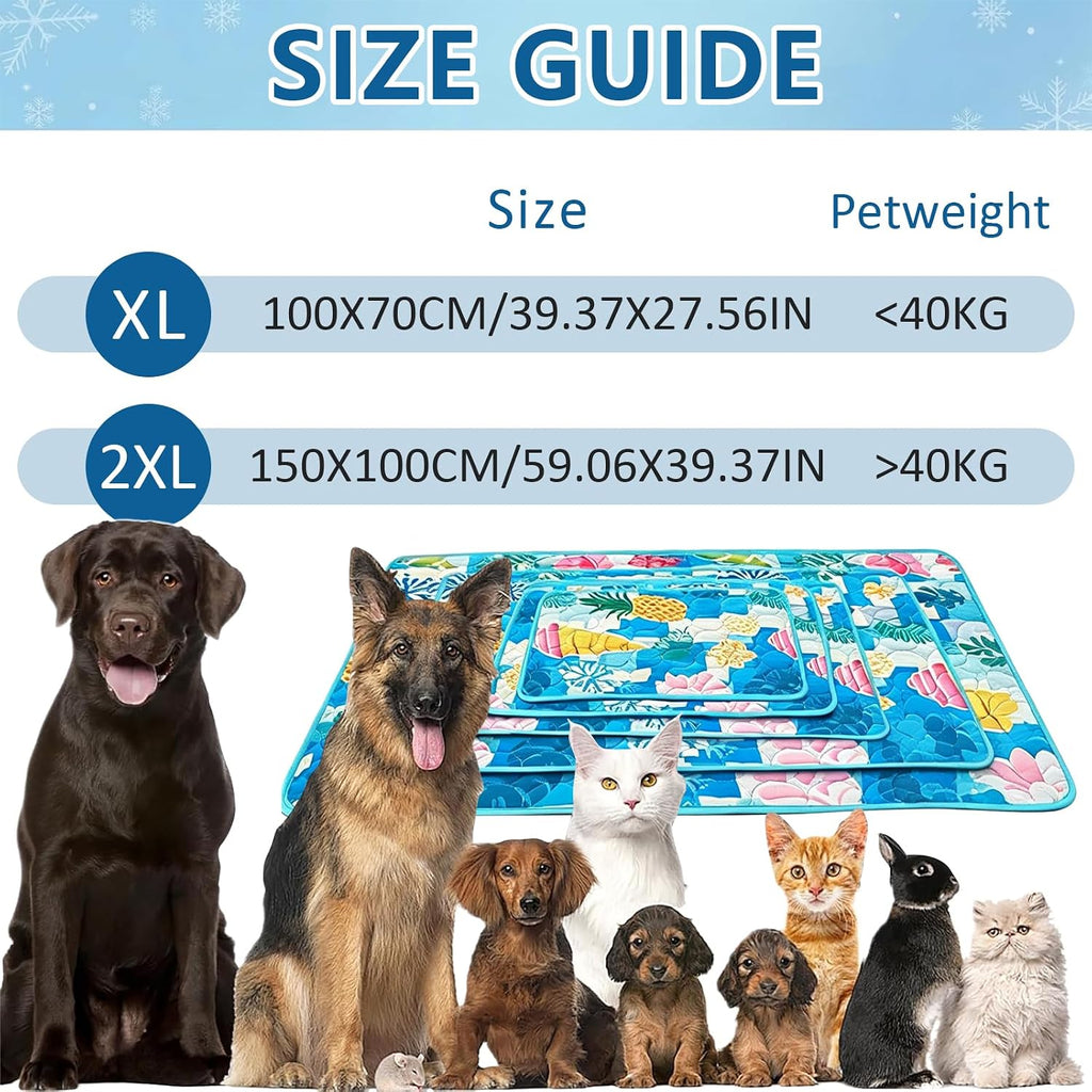 Kuehlmatte Hund 100x70 cm selbstkuehlend fuer Hunde Katzen Indoor Outdoor Auto Blau