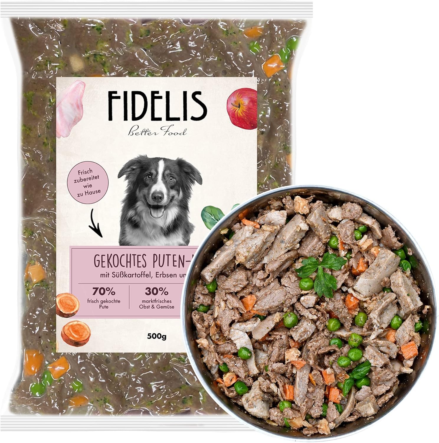 Fidelis Gekochtes Frische-Menue Rind 10x500g, 70% Fleisch, verschiedene Sorten