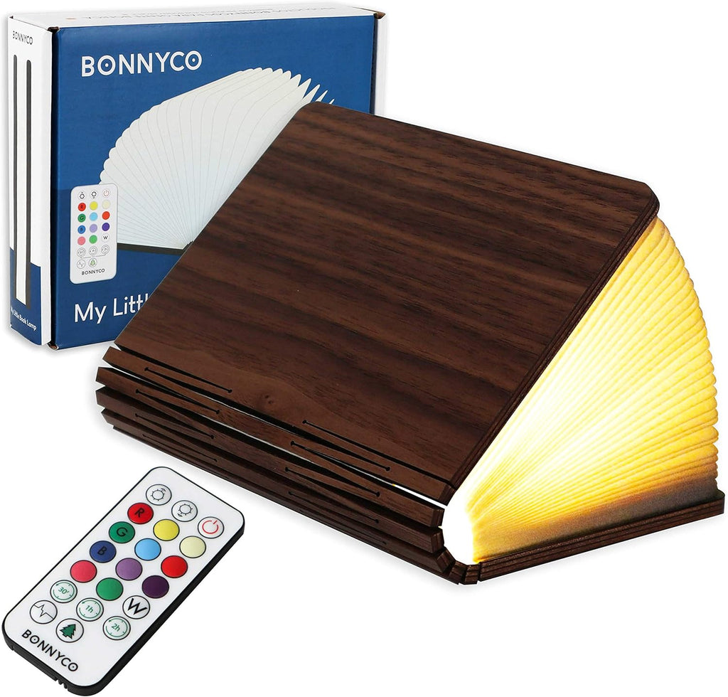 BONNYCO LED Buchlampe Holz 16 Farben Timer Deko Geschenk