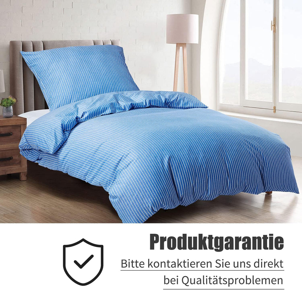 HENGWEI Bettwaesche 135x200 Baumwolle 2-teilig lila Blumen Streifen OeKO-TEX