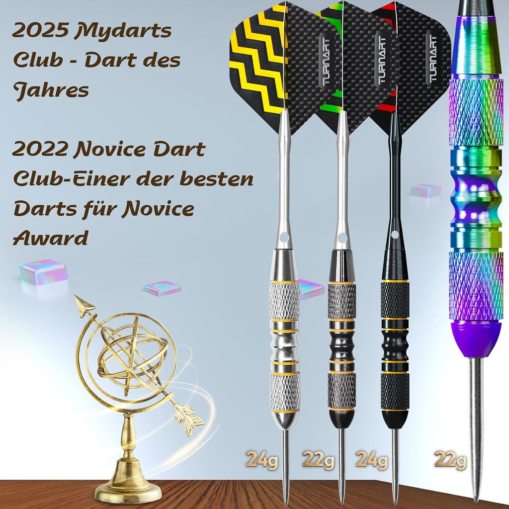Turnart Steeldarts 12 Stueck mit Metallspitze und Dartcase Profi-Set