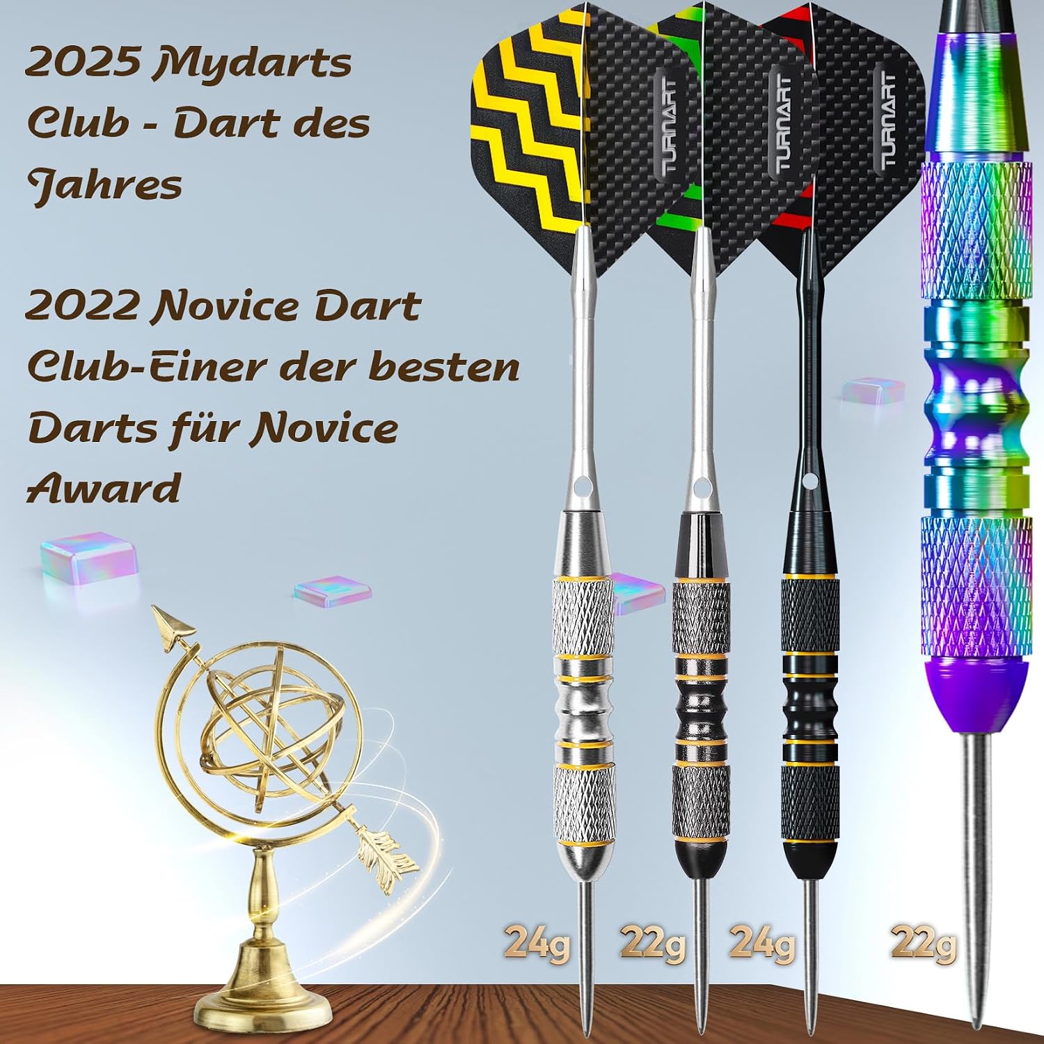 Turnart Steeldarts 12 Stueck mit Metallspitze und Dartcase Profi-Set