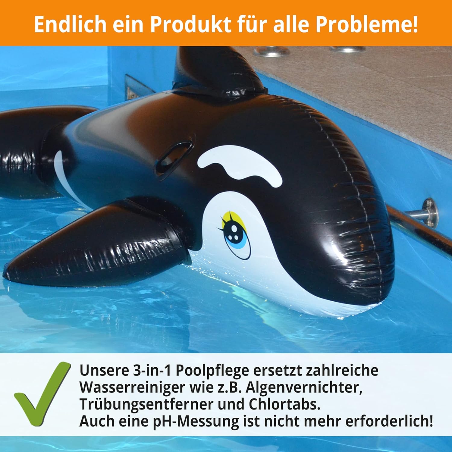 3-in-1 Poolreiniger fuer bis 20.000 L - Algenentfernung, Desinfektion, Ablagerung