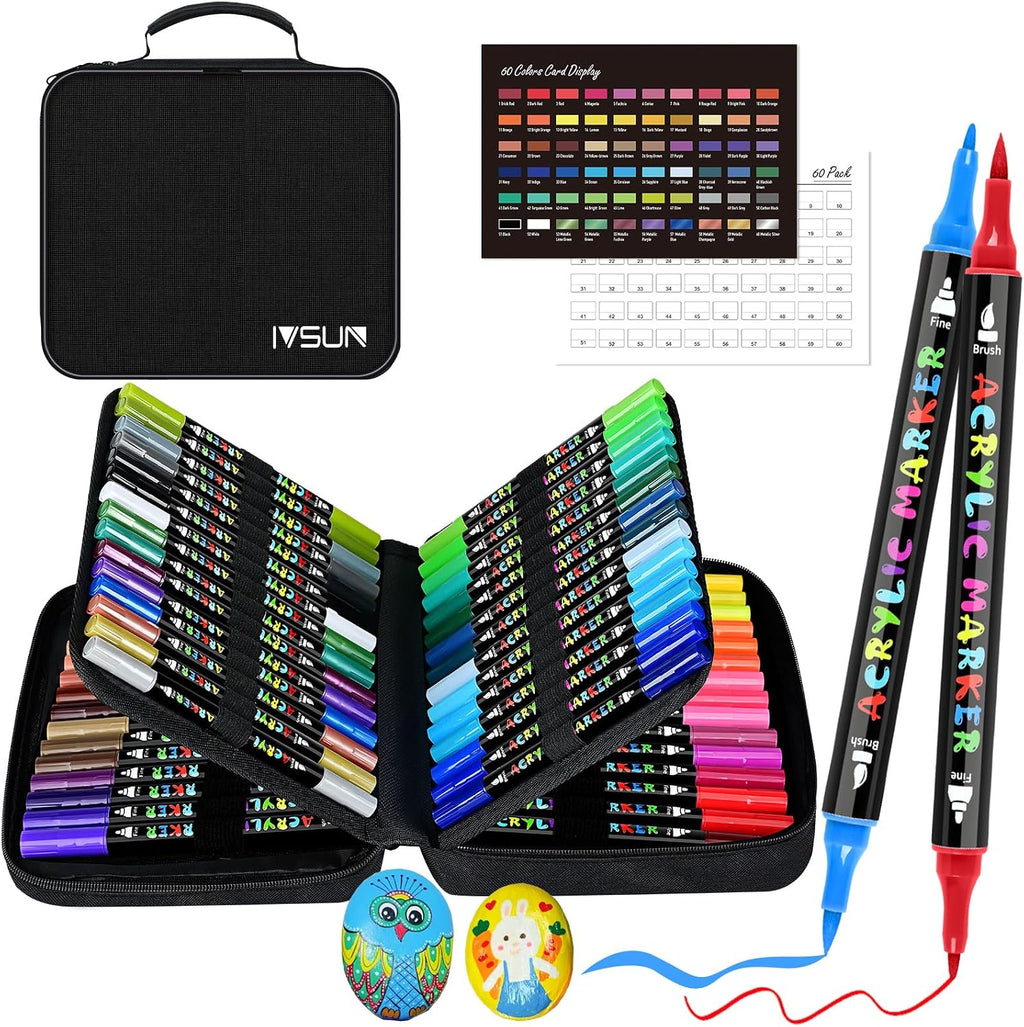 IVSUN Metallic Marker 12er Set Dual Tip Acrylstifte wasserfest