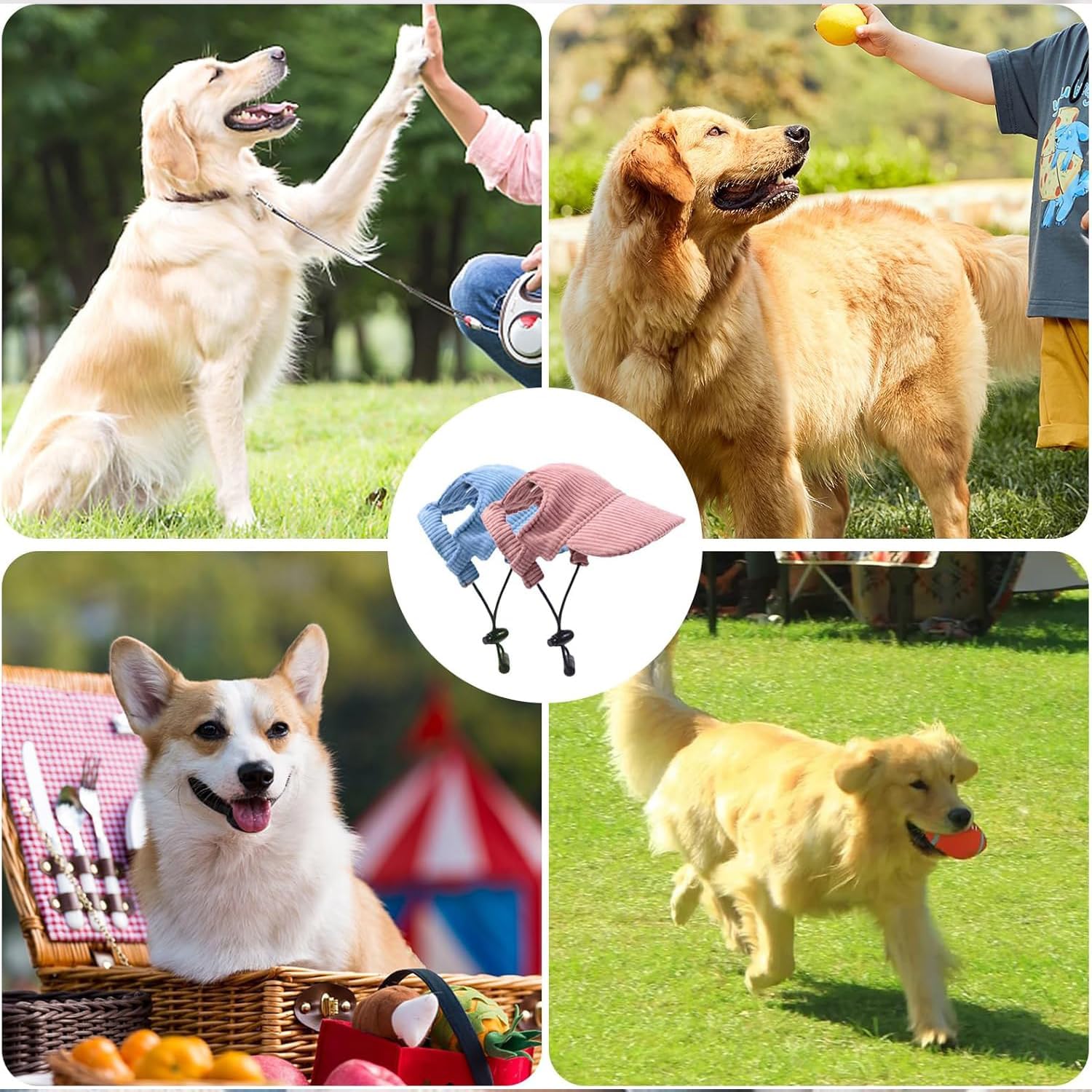 Hunde Baseballmuetze mit Ohrloechern verstellbar S-M Rosa Sonnenschutz