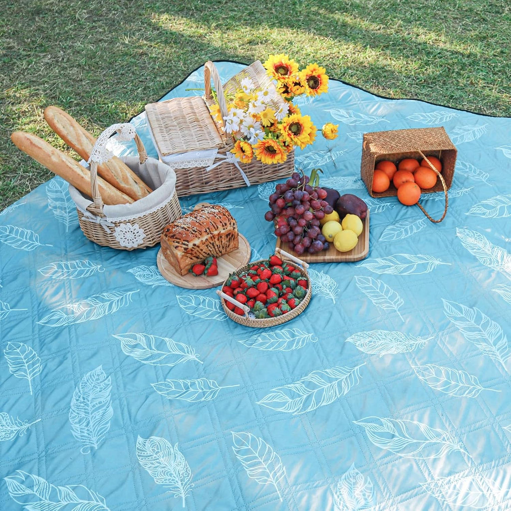 DEWUR Picknickdecke 200cm wasserdicht sandfrei XXL Campingdecke Gruen