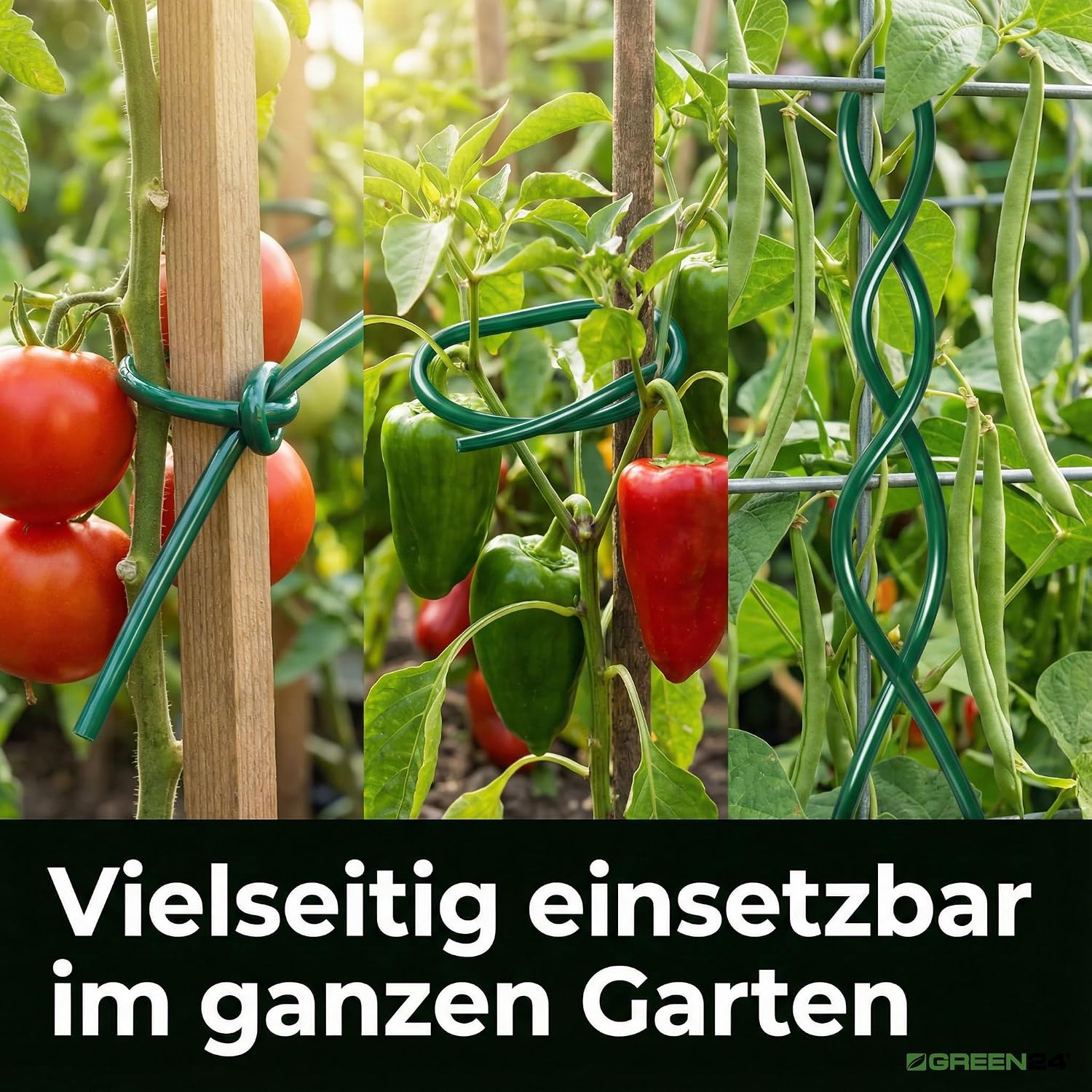 Pflanzenbindeschnur 100 m Ø 3 mm elastische Hohlschnur Kunststoff gruen