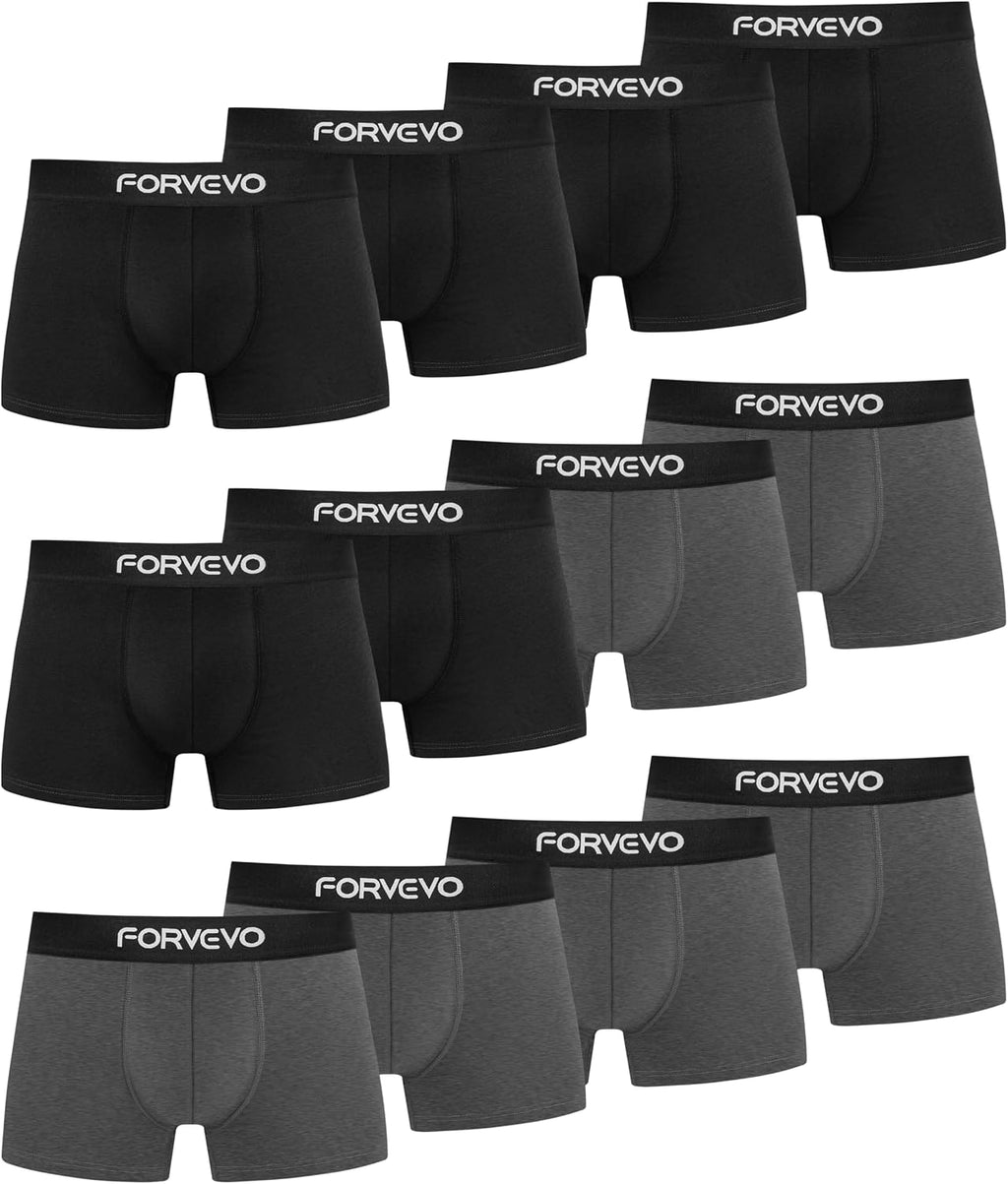 FORVEVO Boxershorts Herren 12er Pack Baumwolle atmungsaktiv S-4XL
