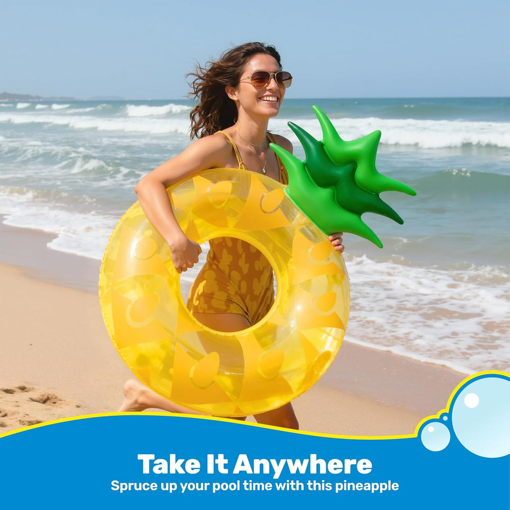 SYNCFUN Schwimmring Aufblasbare Ananas gelb/gruen Strand Poolspielzeug