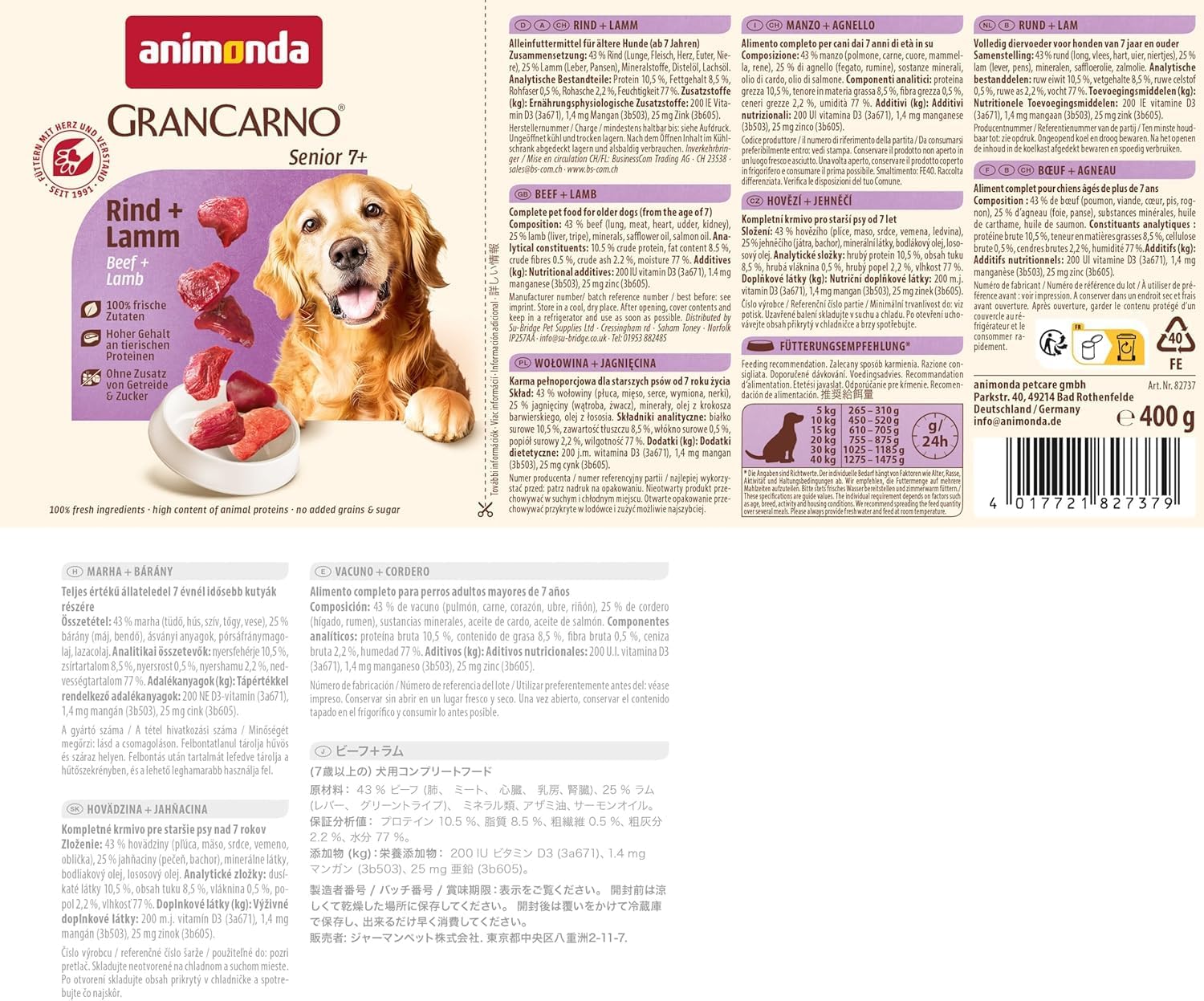 animonda GranCarno Senior Hundefutter Rind und Lamm Nassfutter