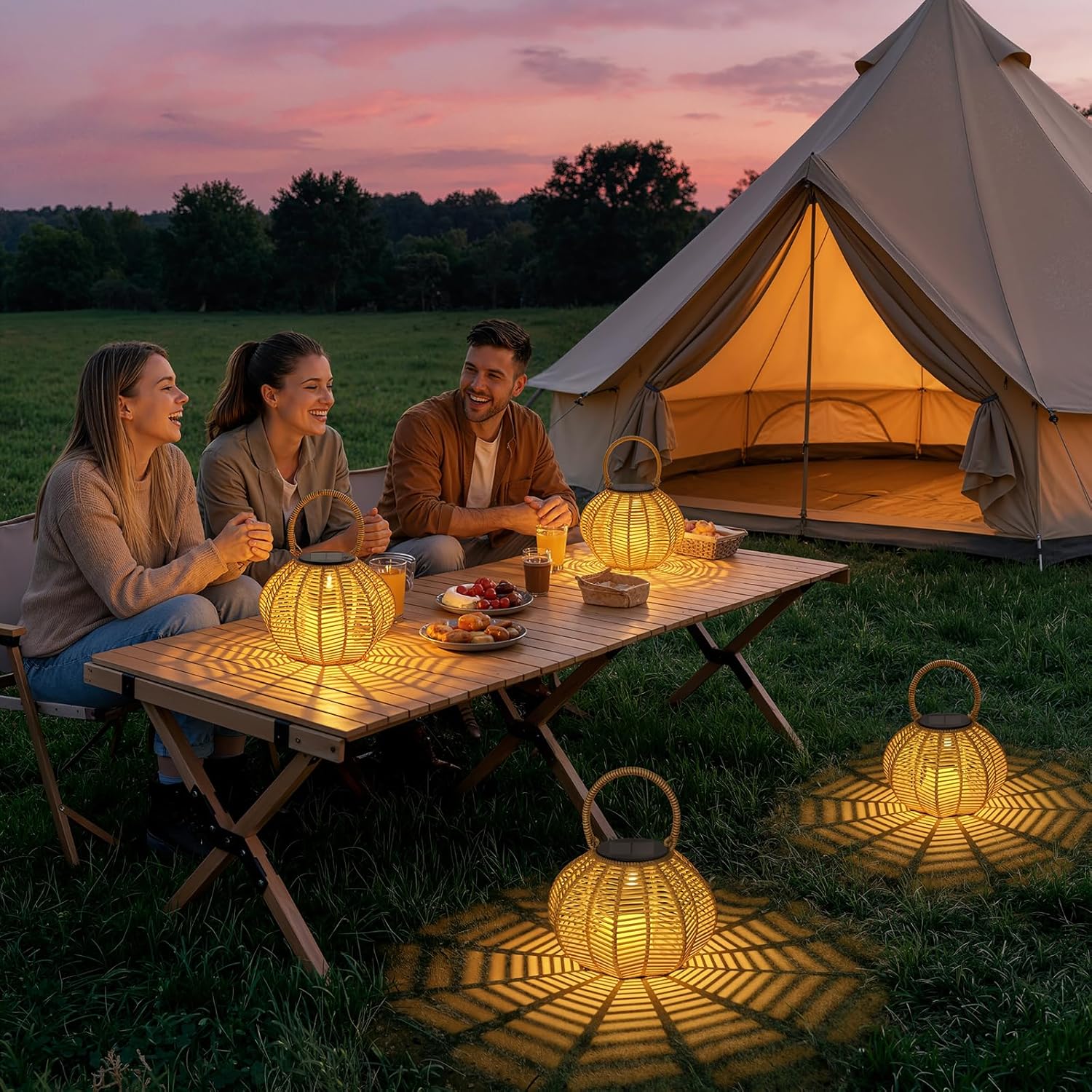 Solarlampen Aussen haengend 2er Set IP65 wasserdicht Balkon Garten Terrasse Deko
