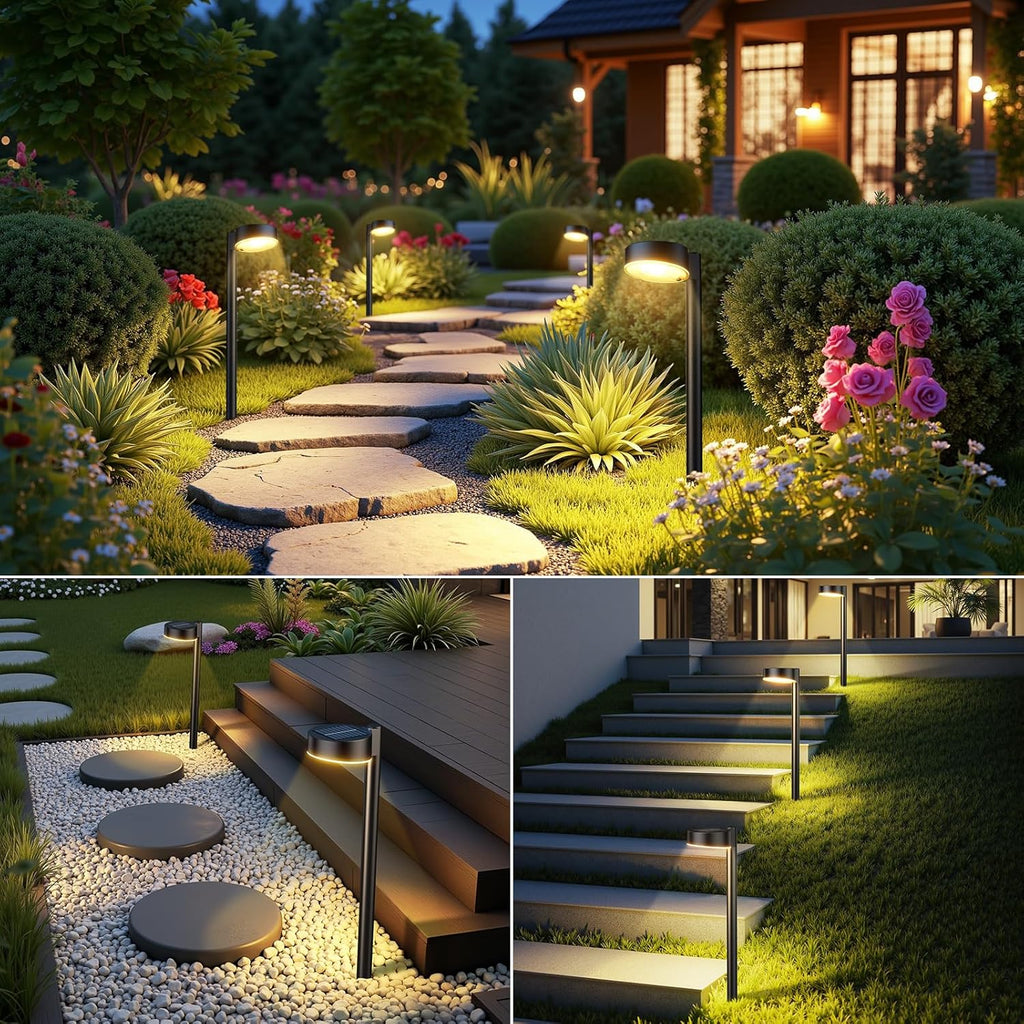 BUCASA Solarleuchten aussen 8er Set, 12 LED, wasserdicht, Weg Garten Terrasse