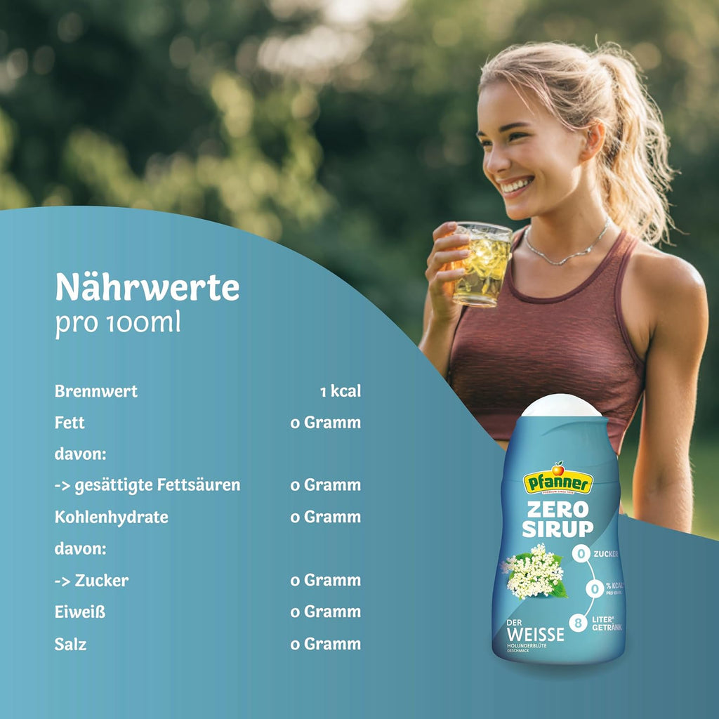 Pfanner Zero Sirup Der Weisse zuckerfrei ergibt verschiedene Sorten