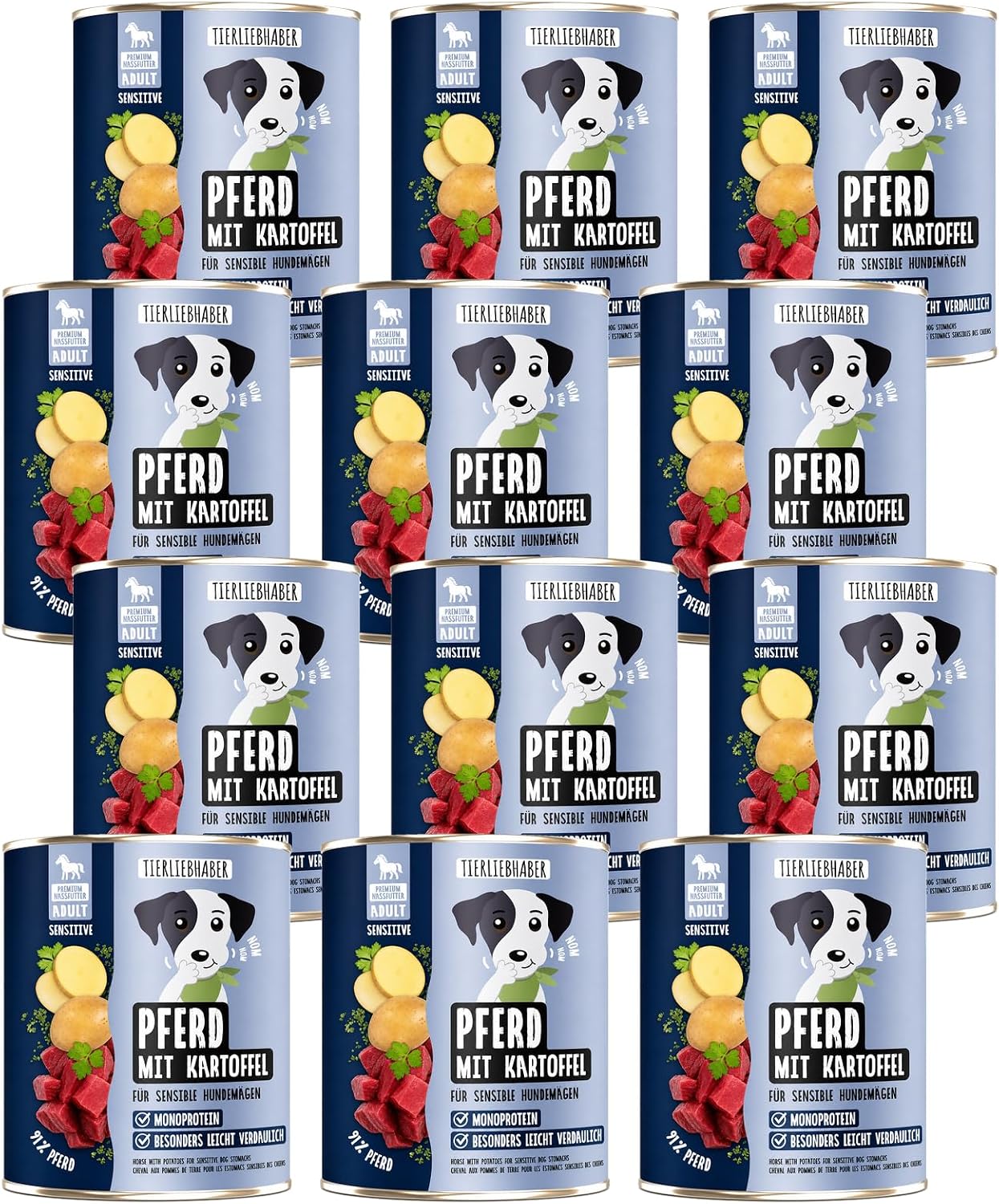 TIERLIEBHABER Hundefutter Nass Pferd mit Kartoffeln 94% Fleischanteil