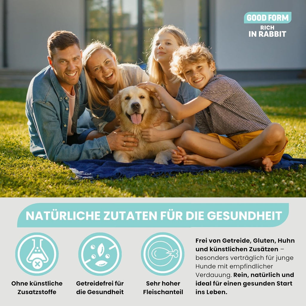 Hundefutter nass Kaninchen getreidefrei 95,7% Fleisch 12x400g verschie