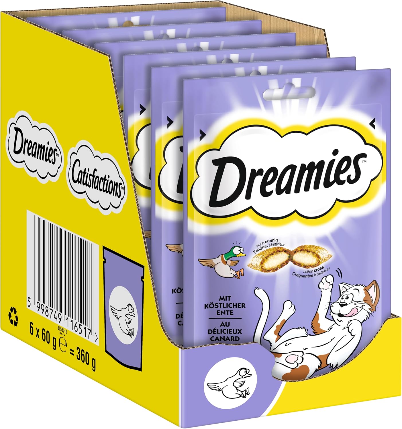 Dreamies Katzensnacks 12x60g () verschiedene Sorten Huhn Kaese Lachs