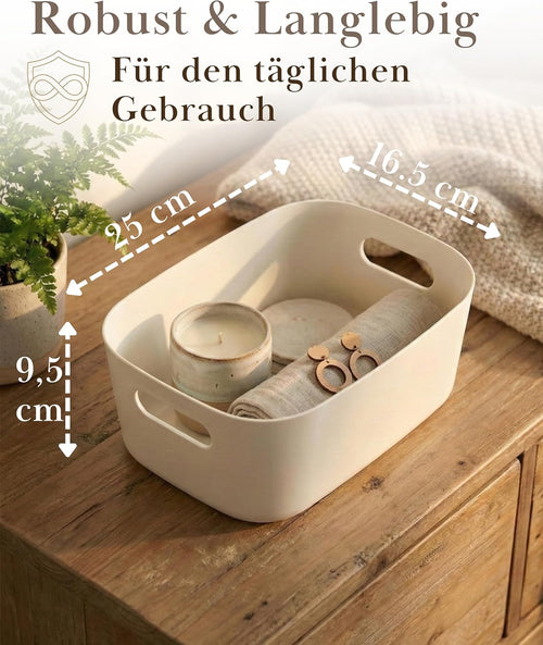 10er Aufbewahrungsbox Set Kunststoff Organizer Koerbe Weiss stapelbar