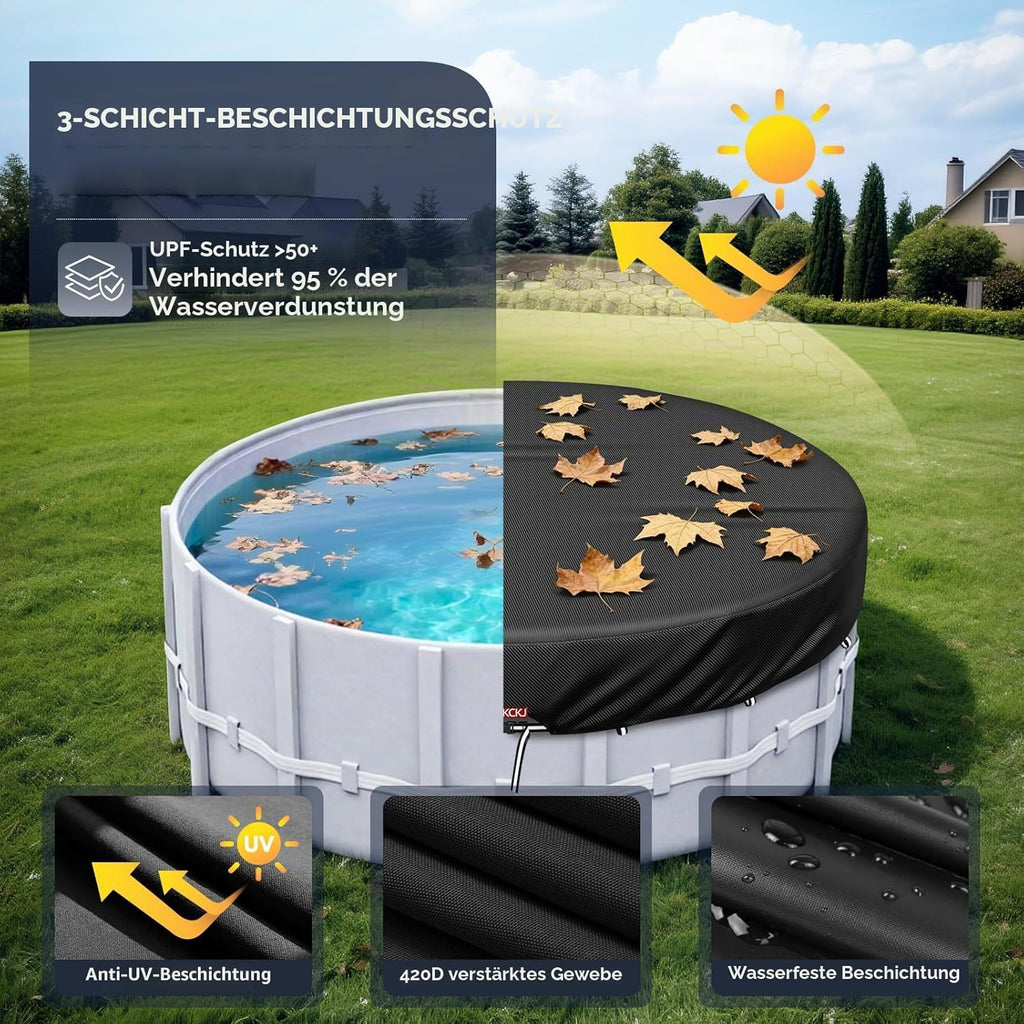 LXKCKJ Poolabdeckung 570x365 cm fuer Rechteck- und Ovalpool 259cm-640cm