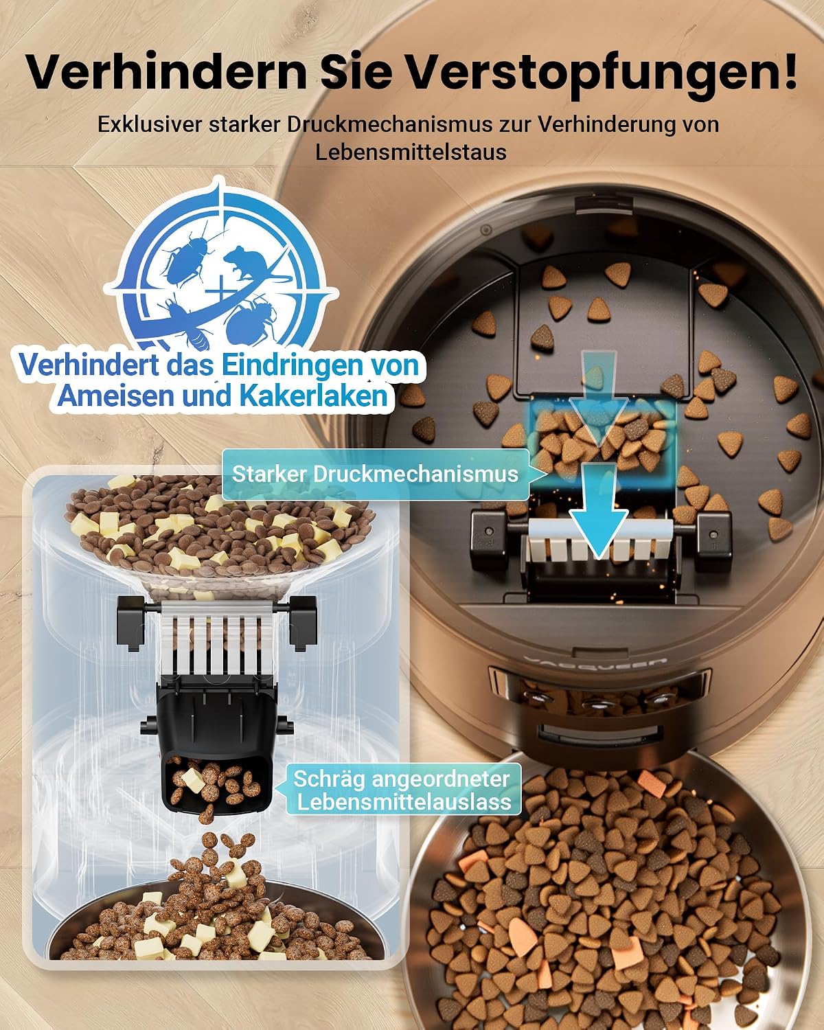 Futterautomat Katze 25 Portionen mit App Timer WiFi Schwarz