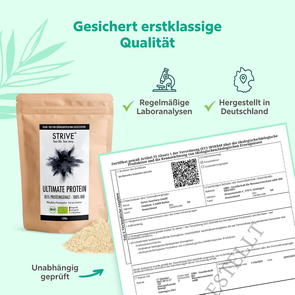 Ultimate Protein Bio Vegan Eiweisspulver 1 kg 85% Protein ohne Zucker