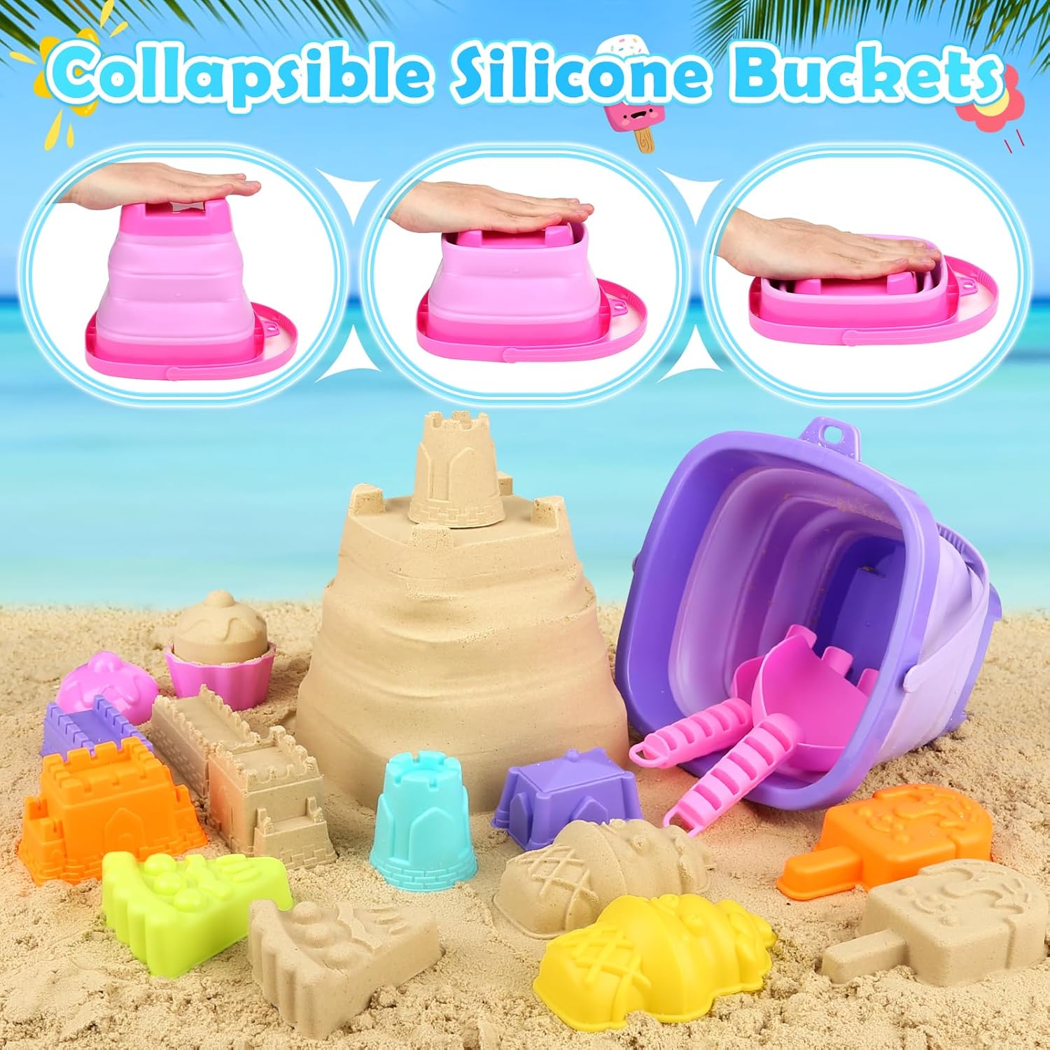 Sandspielzeug 49-teiliges Set mit Eimer Schaufel Foermchen Kinder Strandspielzeug