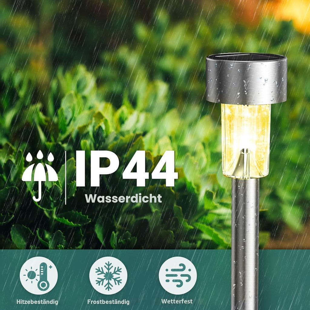 GIGALUMI 12er Solarleuchten Aussen warmweiss wasserdicht Garten Terrasse Weg