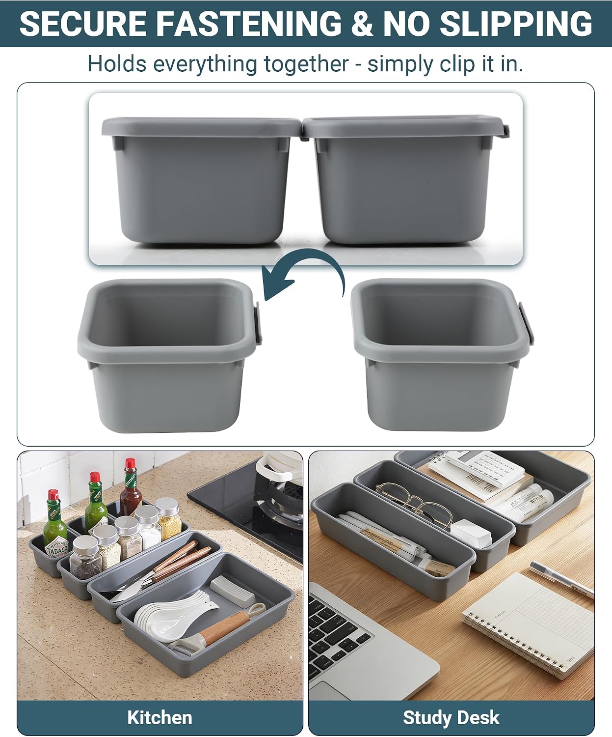 Schubladen Organizer 8er Set Kunststoff fuer Kueche Bad Buero Schreibtisch