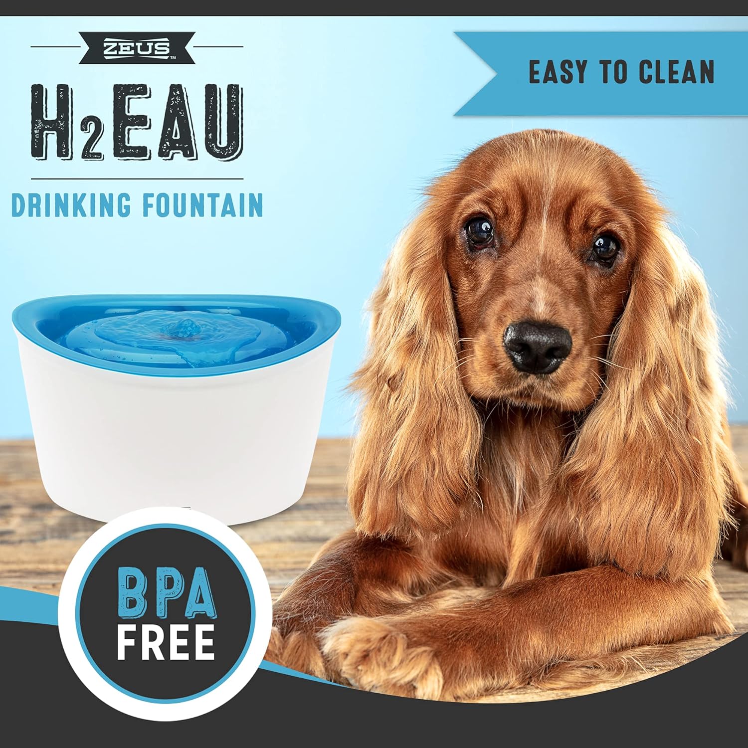Zeus Hunde Trinkbrunnen 6L weiss blau mit elektrischer Zirkulation