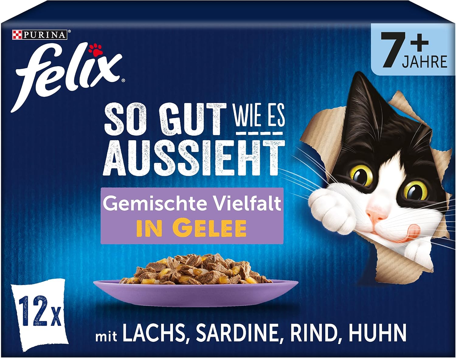 Felix Senior Nassfutter im Gelee mit Huhn, verschiedene Sorten, 26× (-6