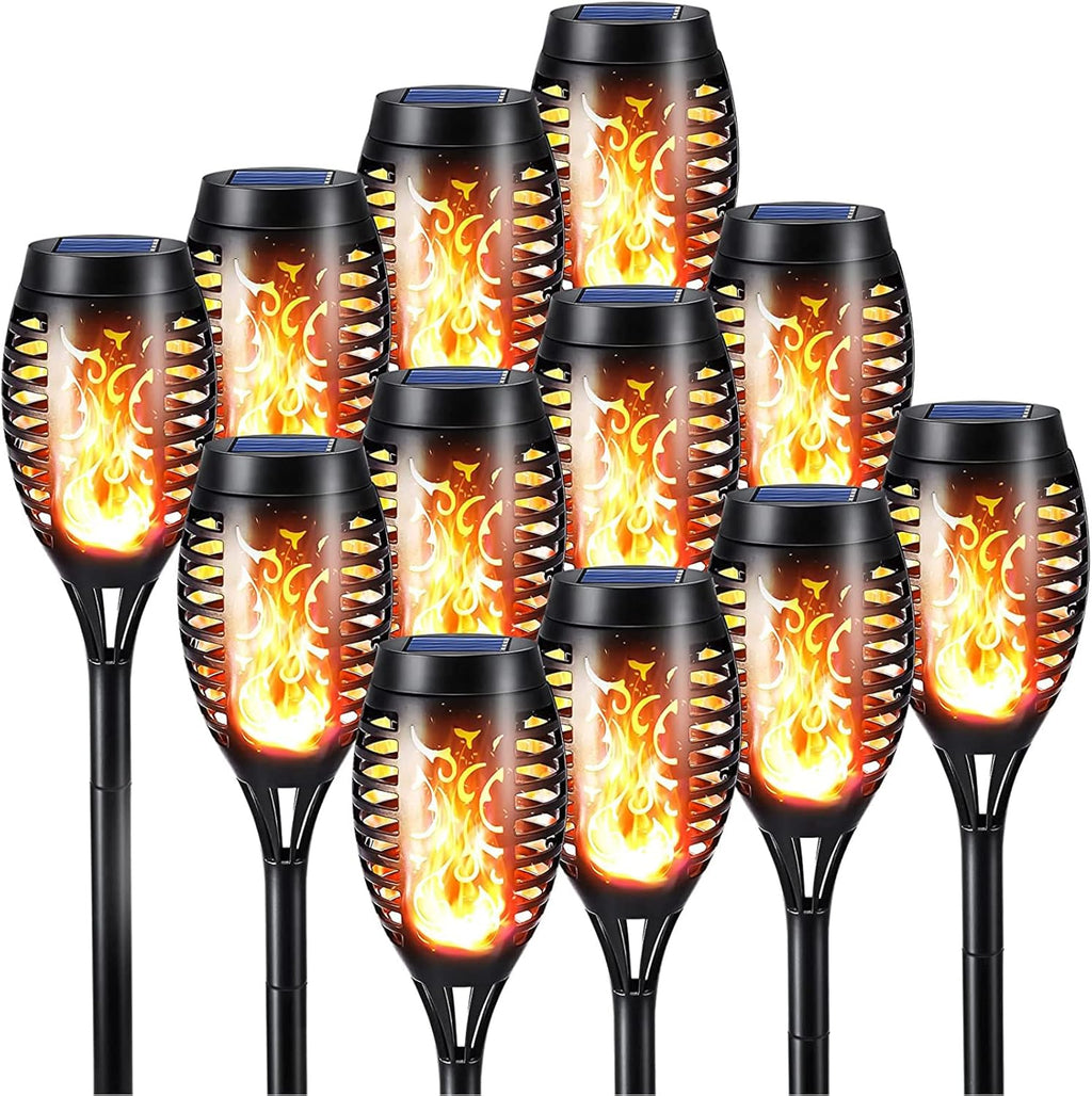 Geemoo Solar-Fackeln 6er Set mit Flammeneffekt, IP65 Wasserdicht, Garten