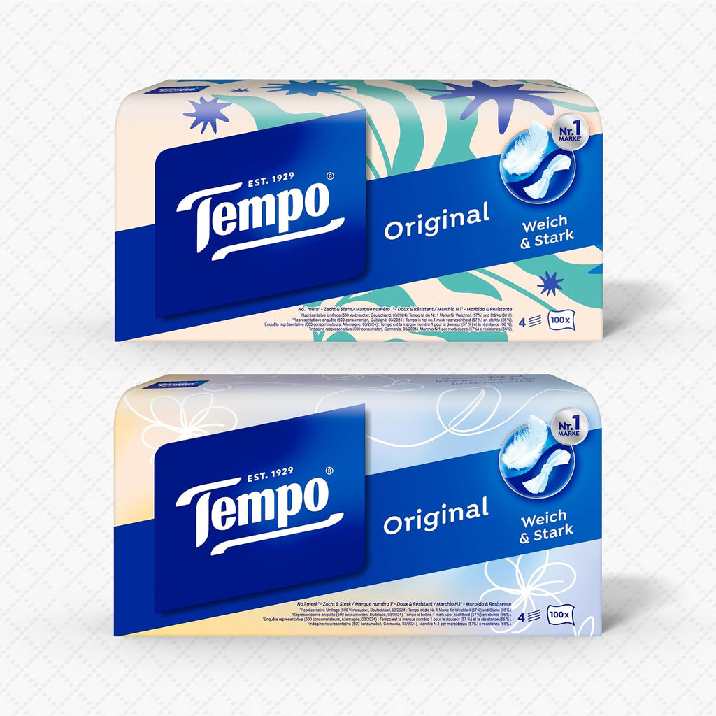 Tempo Taschentuecher Original Duo-Box 12 x 100 Tuecher extra weich
