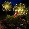 Liyade Solar Gartenleuchten 2 Stueck 120 LED Warmweiss 8 Modi Feuerwerk Pusteblume